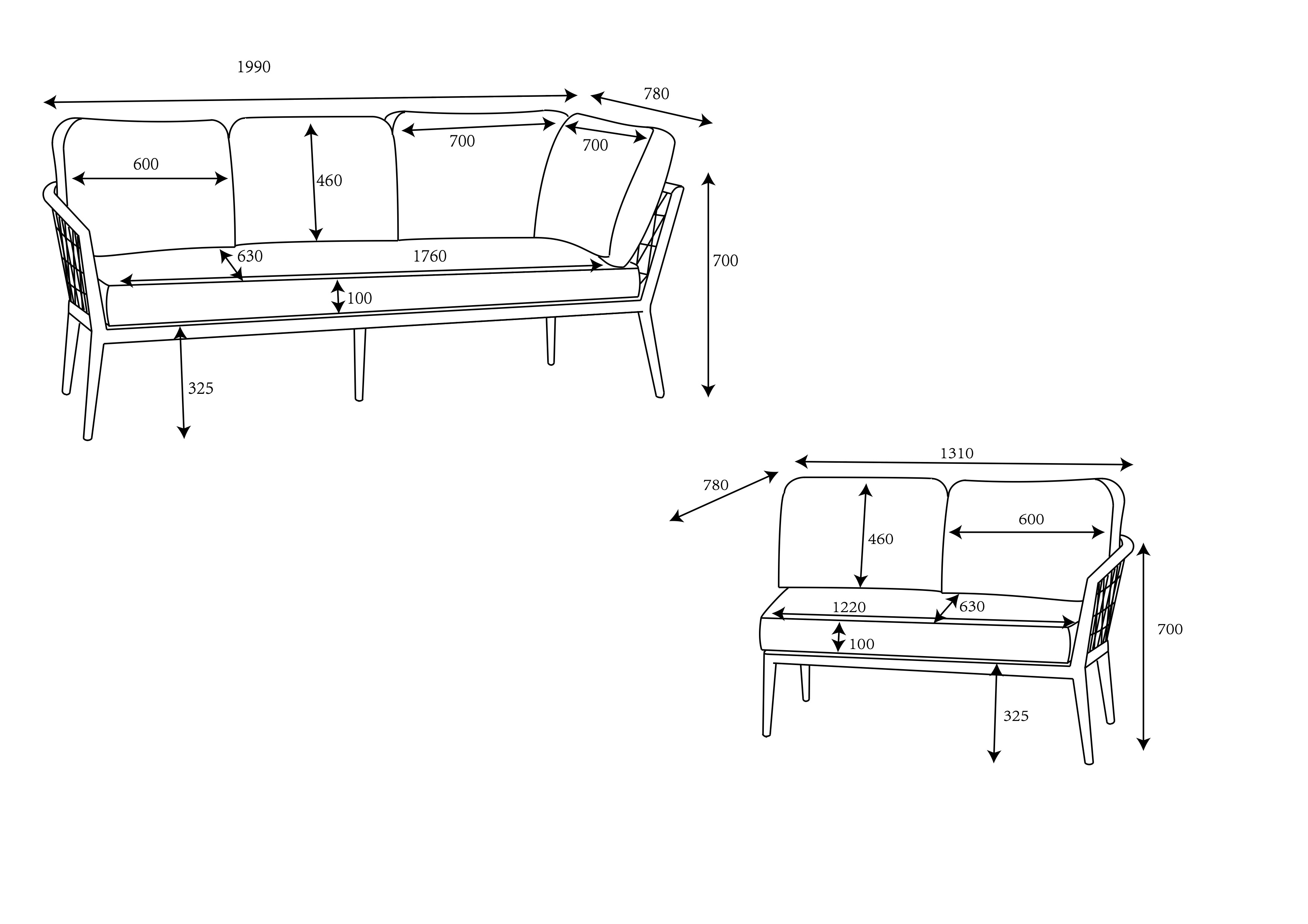 Tierra Square Corner Set dimensions